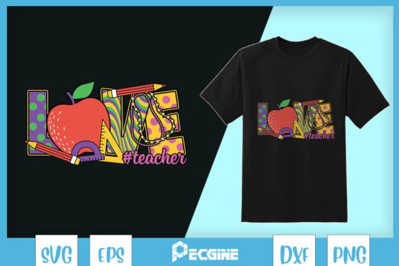 Love Teacher Mardi Gras Apple SVG: Graphics for Crafts