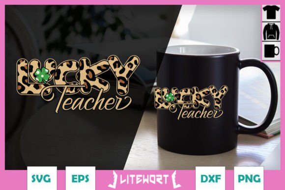 Lucky Teacher Leopard Clover: Graphics for Crafts