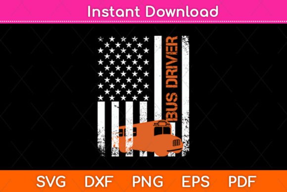 Patriotic American Flag School Bus Drive: Graphics for Crafts