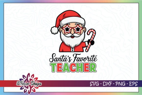 Santa's Favorite Teacher Groovy SVG for Crafts & Graphics
