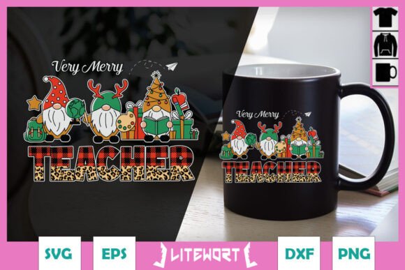 Very Merry Teacher Christmas Gnomes SVG for Crafts & Graphics